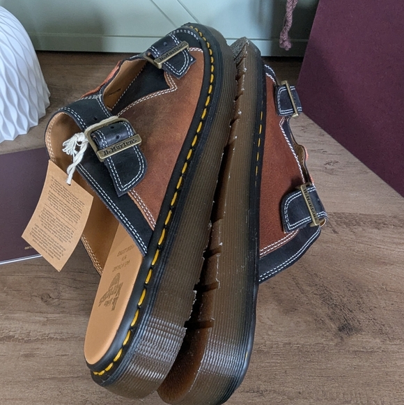 Dr. Martens Dayne Made in England Leather & Suede Applique Slides - Picture 12 of 16